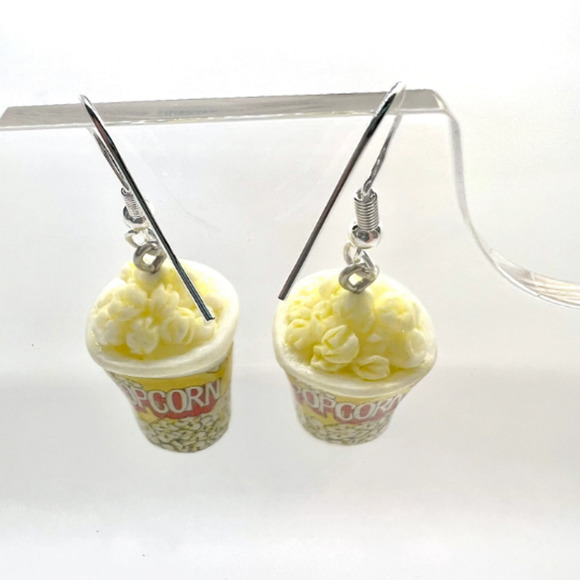 Popcorn Bucket Earrings - Movie Night Earrings - Food Earrings - Snack Earrings - Picture 3 of 9